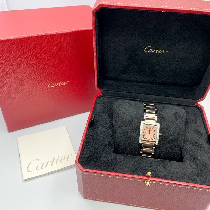 Tank Francaise SM Pink shell dial combination K18PG x SS diamond