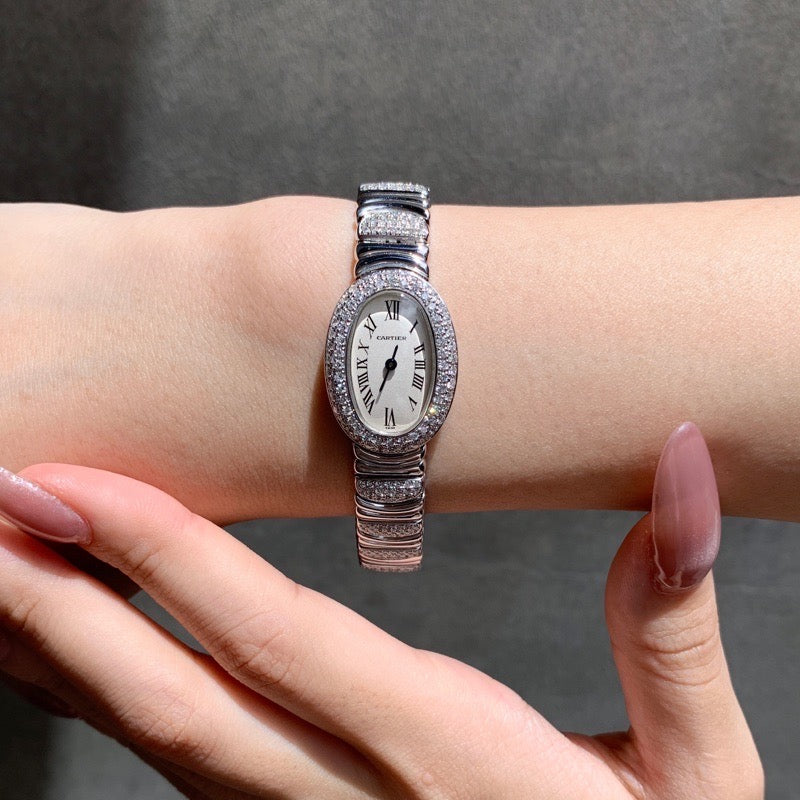 Mini Baignoire K18 WG bezel & bracelet half diamond