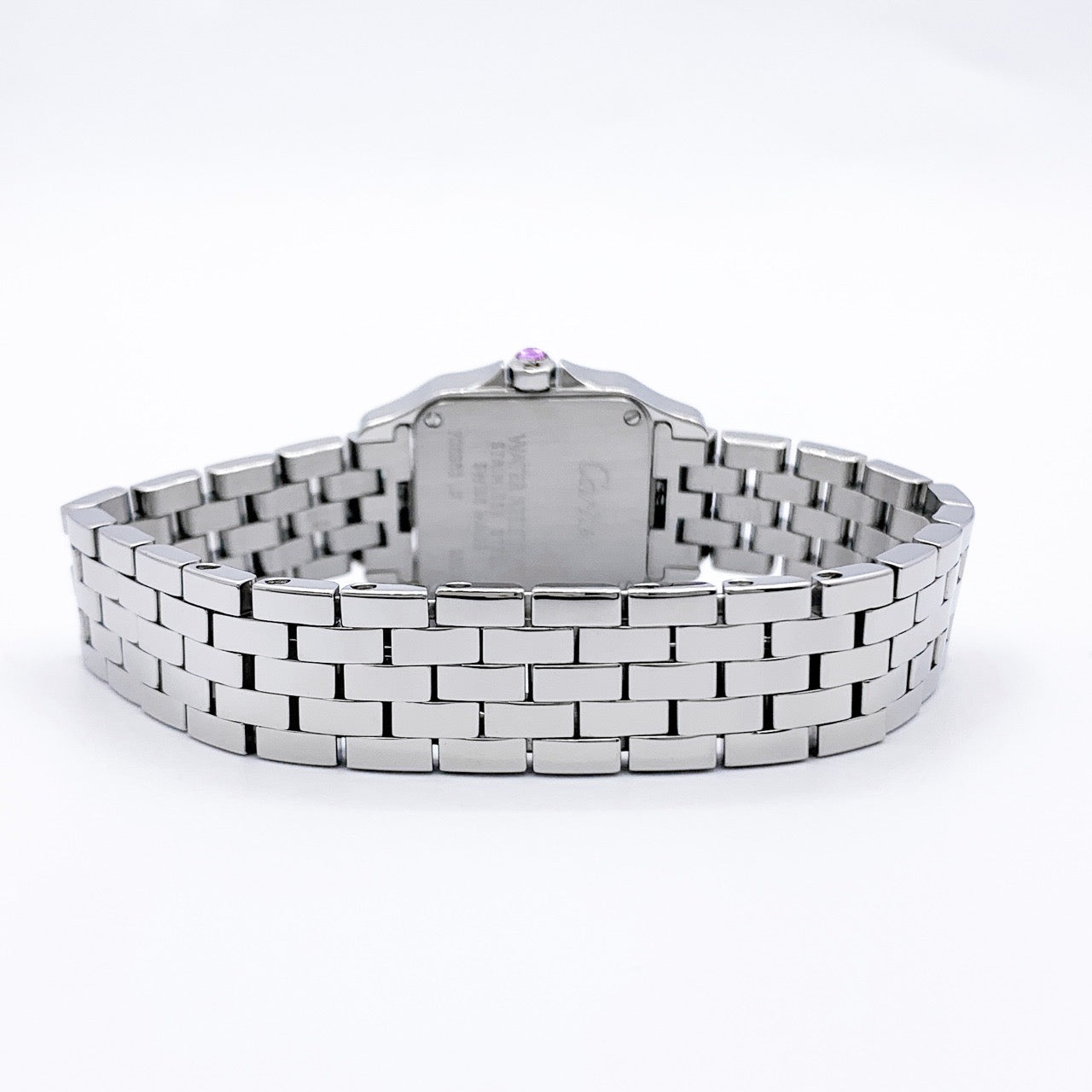 Santos de Cartier SM Stainless Steel Pink Shell Dial