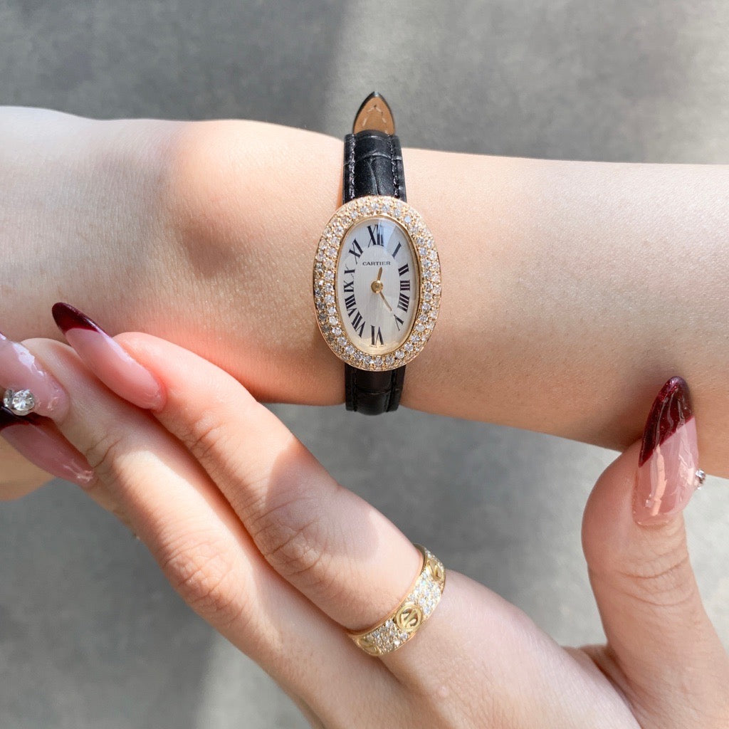 Mini Baignoire K18 YG Silver Dial Diamond
