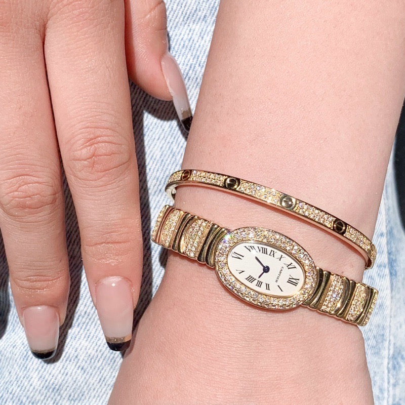 Mini Baignoire K18YG Bezel & Bracelet Half Diamond