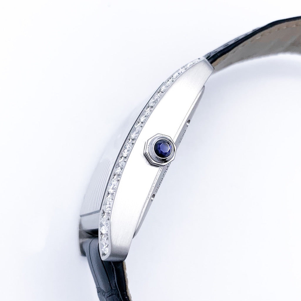 Tank MC Black Dial Stainless Steel Diamond Leather
