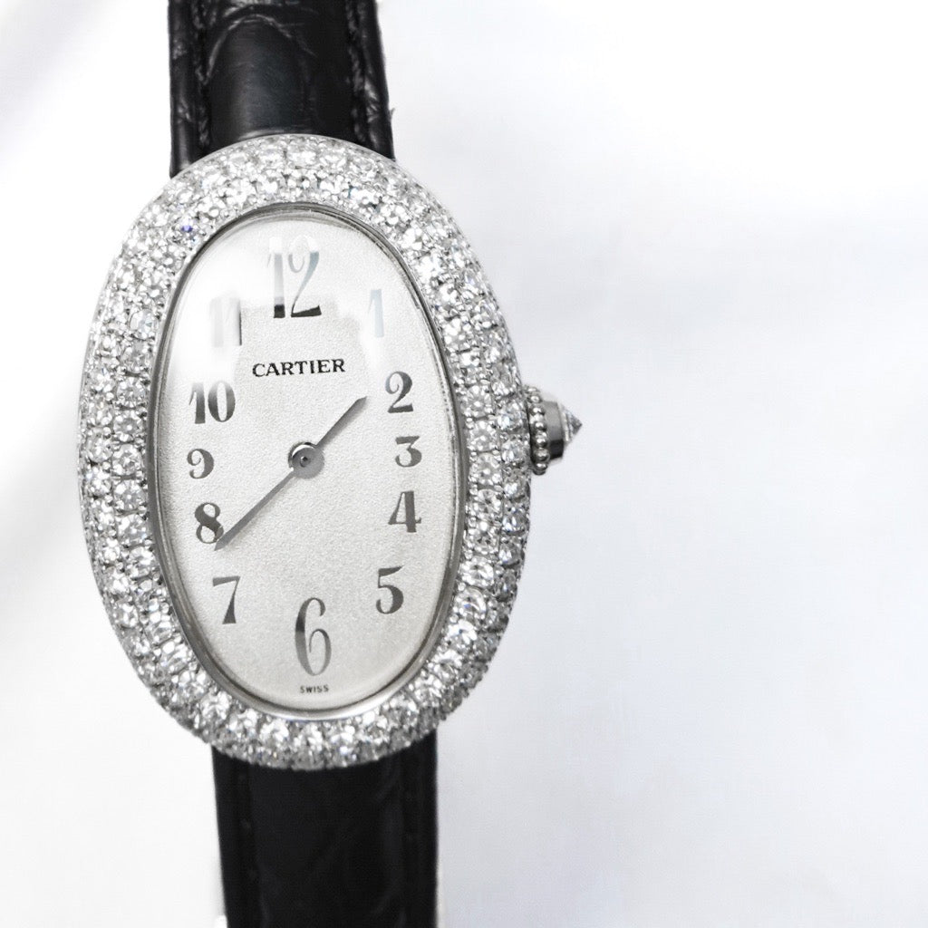 Baignoire K18 WG Arabic Dial Genuine Diamond Leather