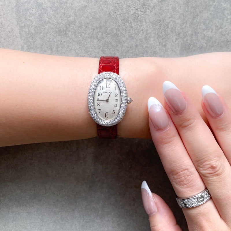 Baignoire K18 WG Arabic Dial Genuine Diamond Leather