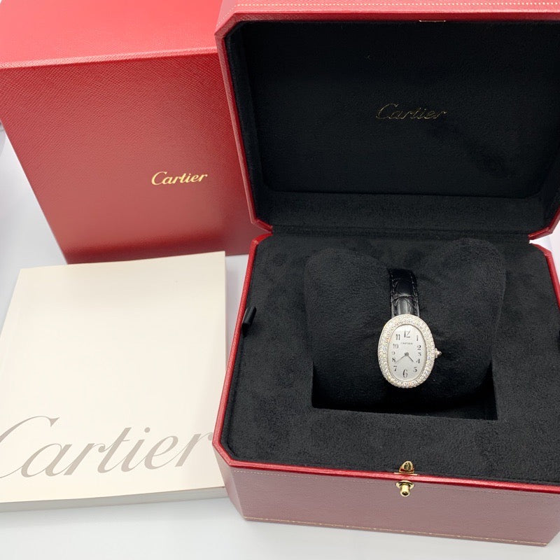 Baignoire K18 WG Arabic Dial Genuine Diamond Leather