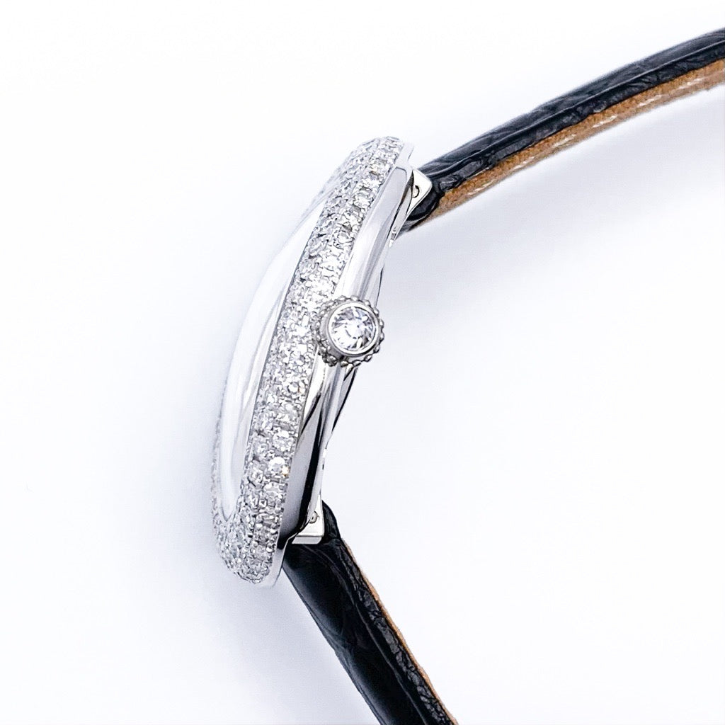 Baignoire K18 WG Arabic Dial Genuine Diamond Leather