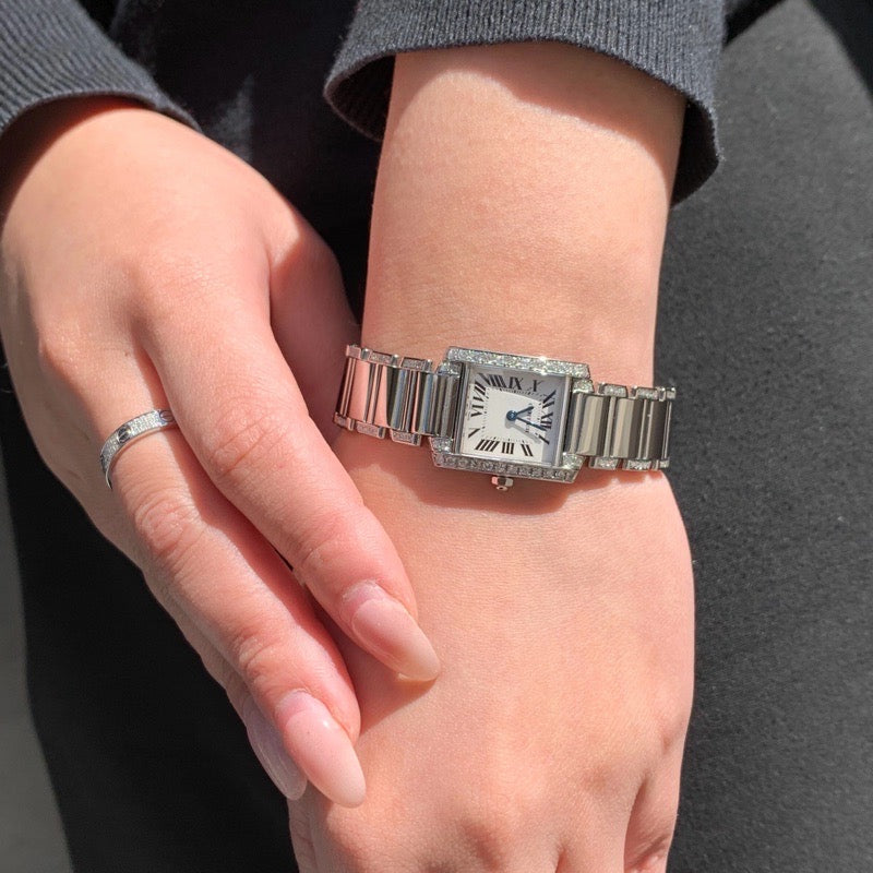 Tank Francaise SM Bezel & Bracelet Side Diamond
