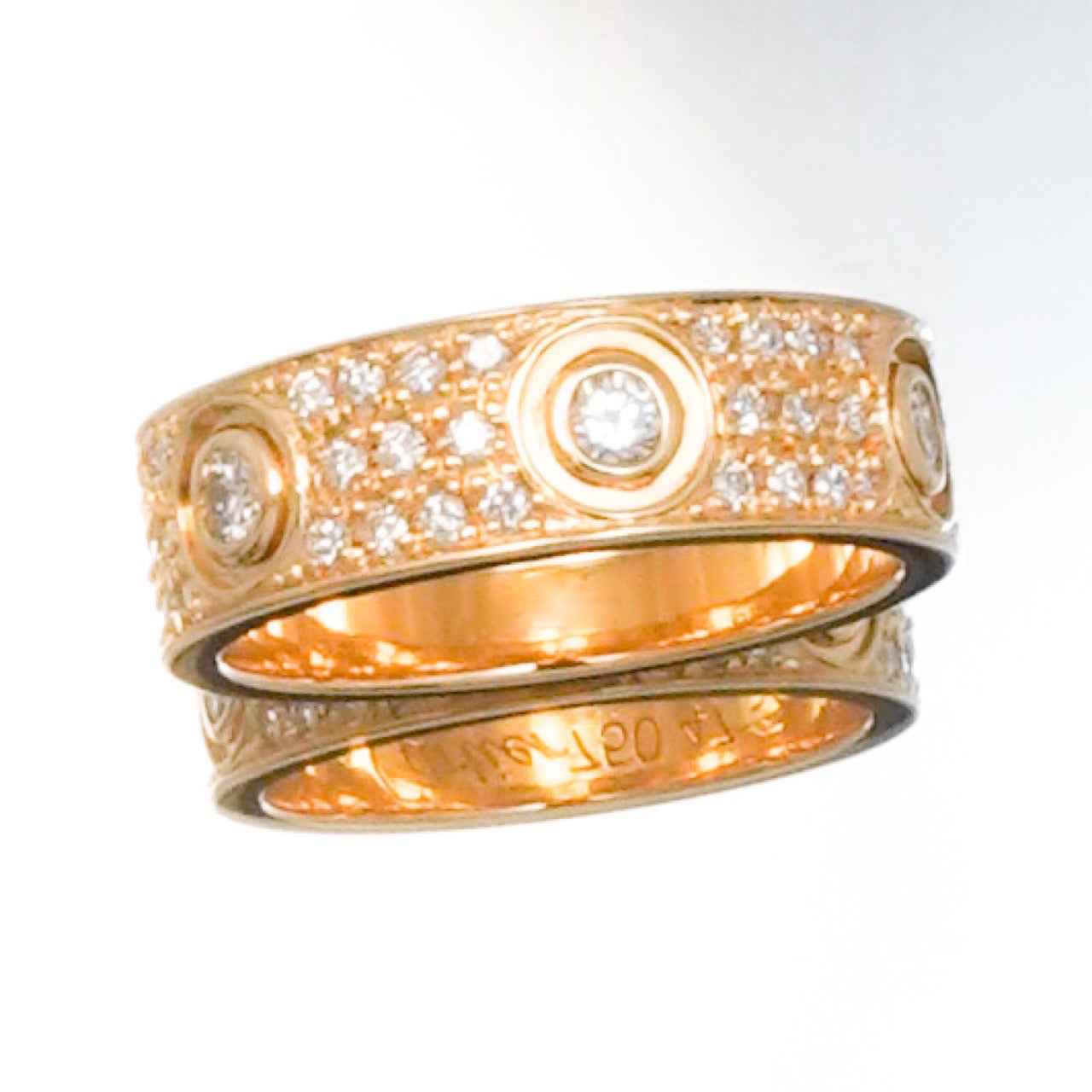 Love Ring Size 7 YG Full Pavé & 6P Bis Diamond