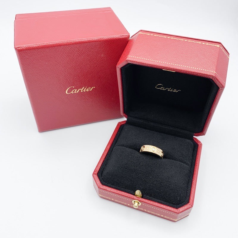 Love Ring Size 7 YG Full Pavé & 6P Bis Diamond