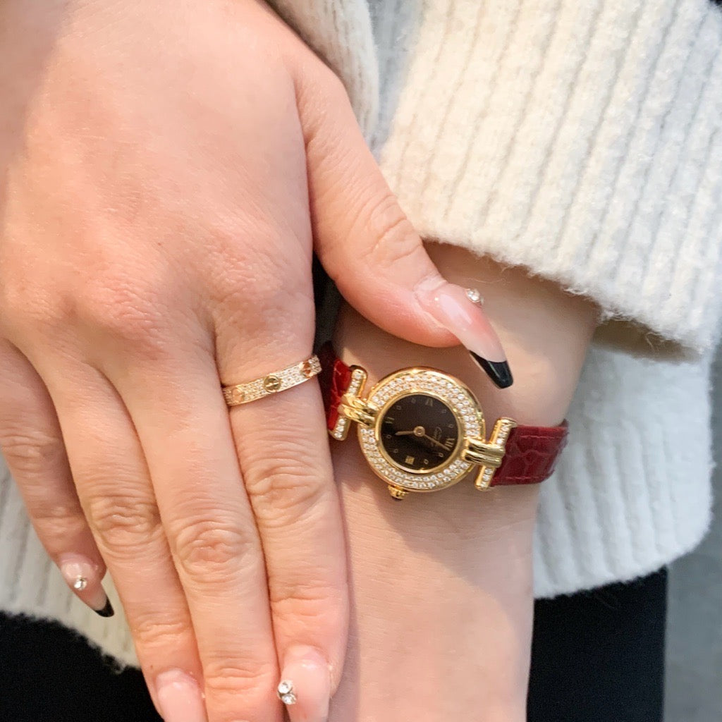 Mast Corise Diamond Black Roman Dial Gold Double Diamond