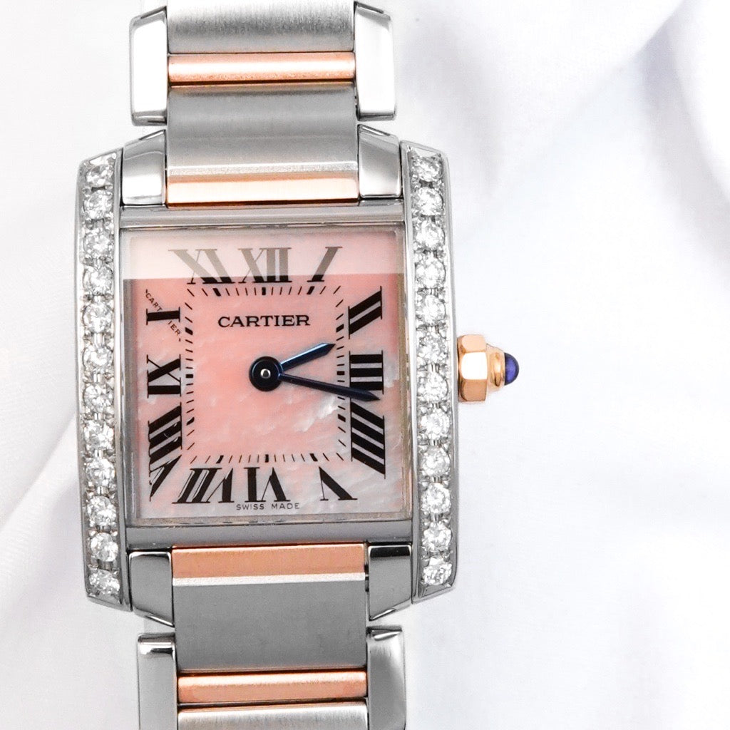 Tank Francaise SM Pink shell dial combination K18PG x SS diamond