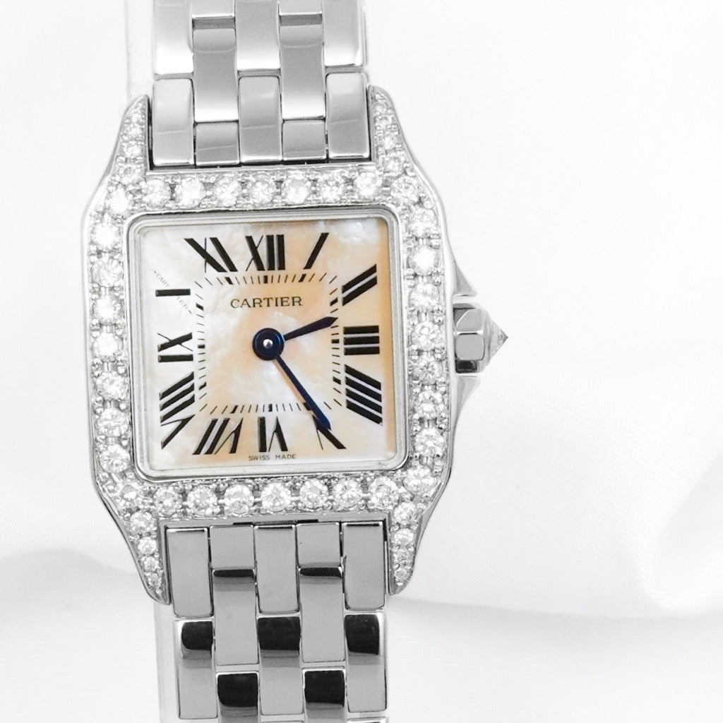 Santos de Cartier Pink Shell Dial SM SS Diamond