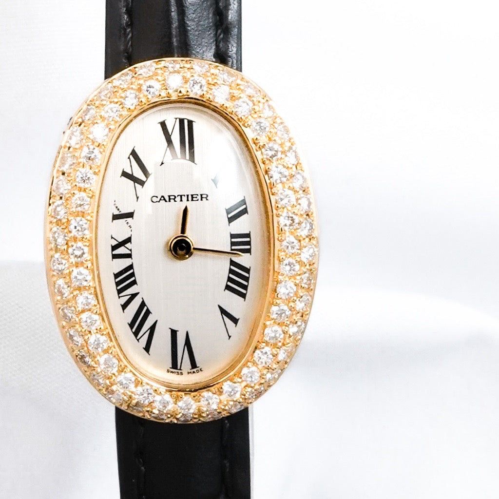 Mini Baignoire K18 YG Silver Dial Diamond