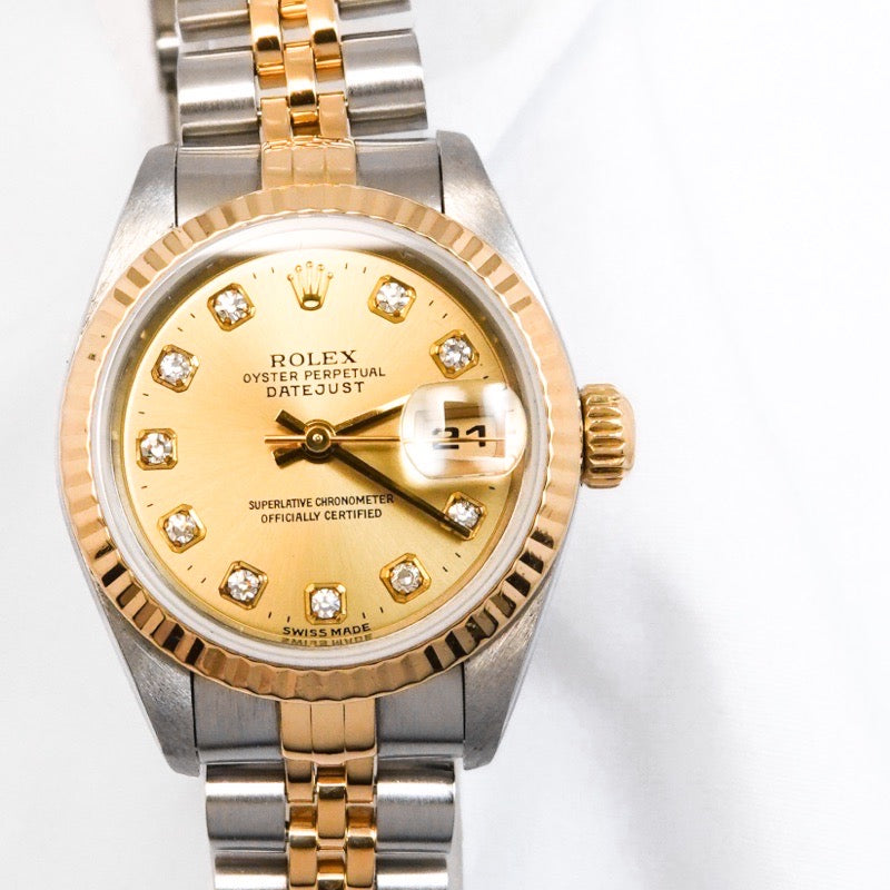 デイトジャスト 10P新ダイヤ シャンパン文字盤 コンビ 69173G – LE