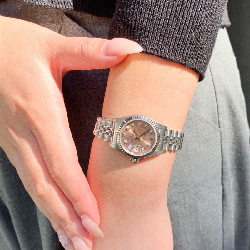 デイトジャスト 10P 新ダイヤ ピンク文字盤 SS×K18WG