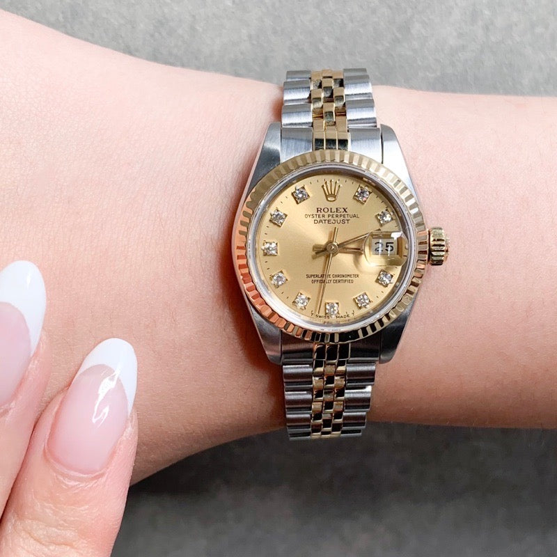 デイトジャスト 10P新ダイヤ シャンパン文字盤 コンビ 69173G