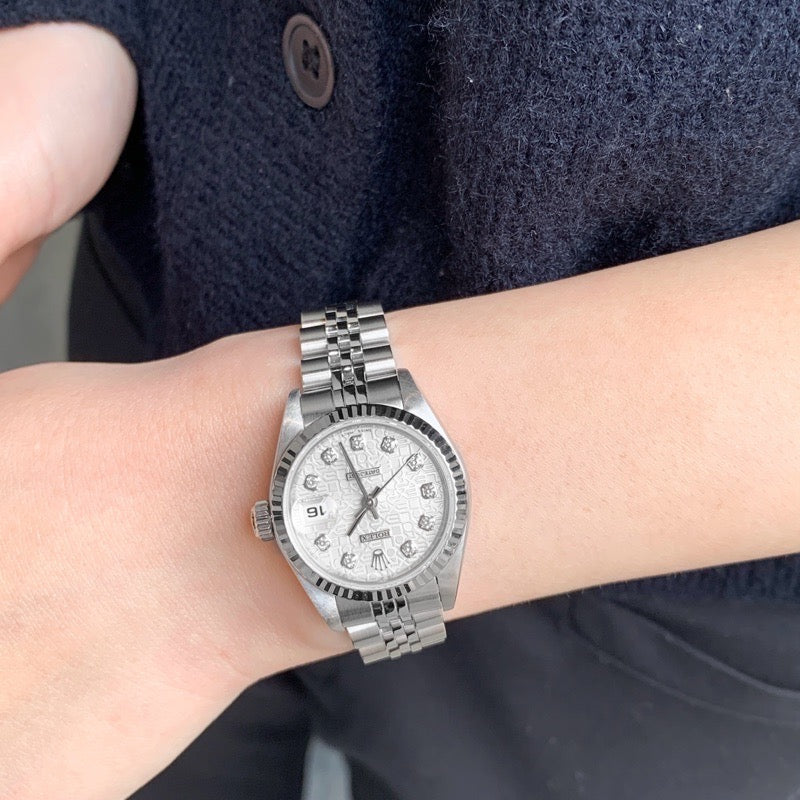 デイトジャスト 10P 新ダイヤ 彫りコンピューター文字盤 シルバー　79174G