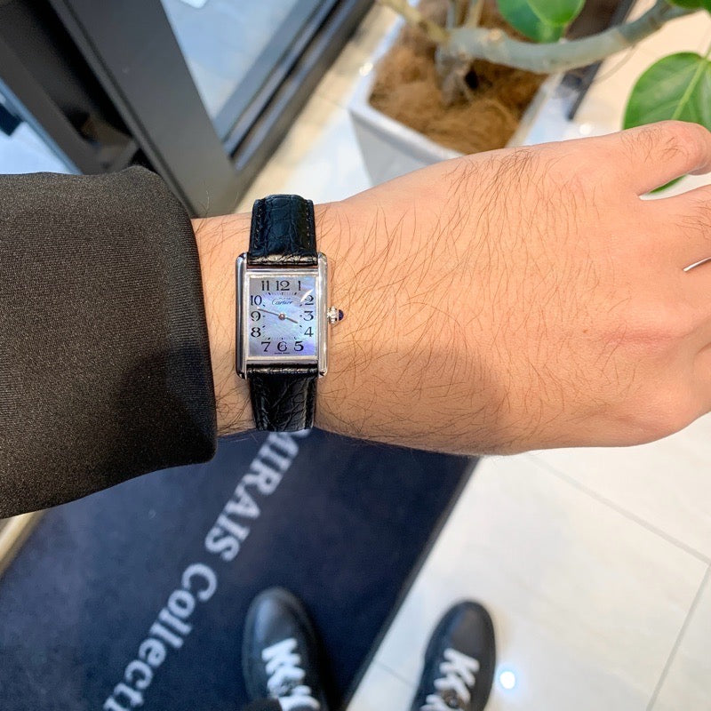 マストタンク MM ブルーシェルアラビア文字盤 シルバー