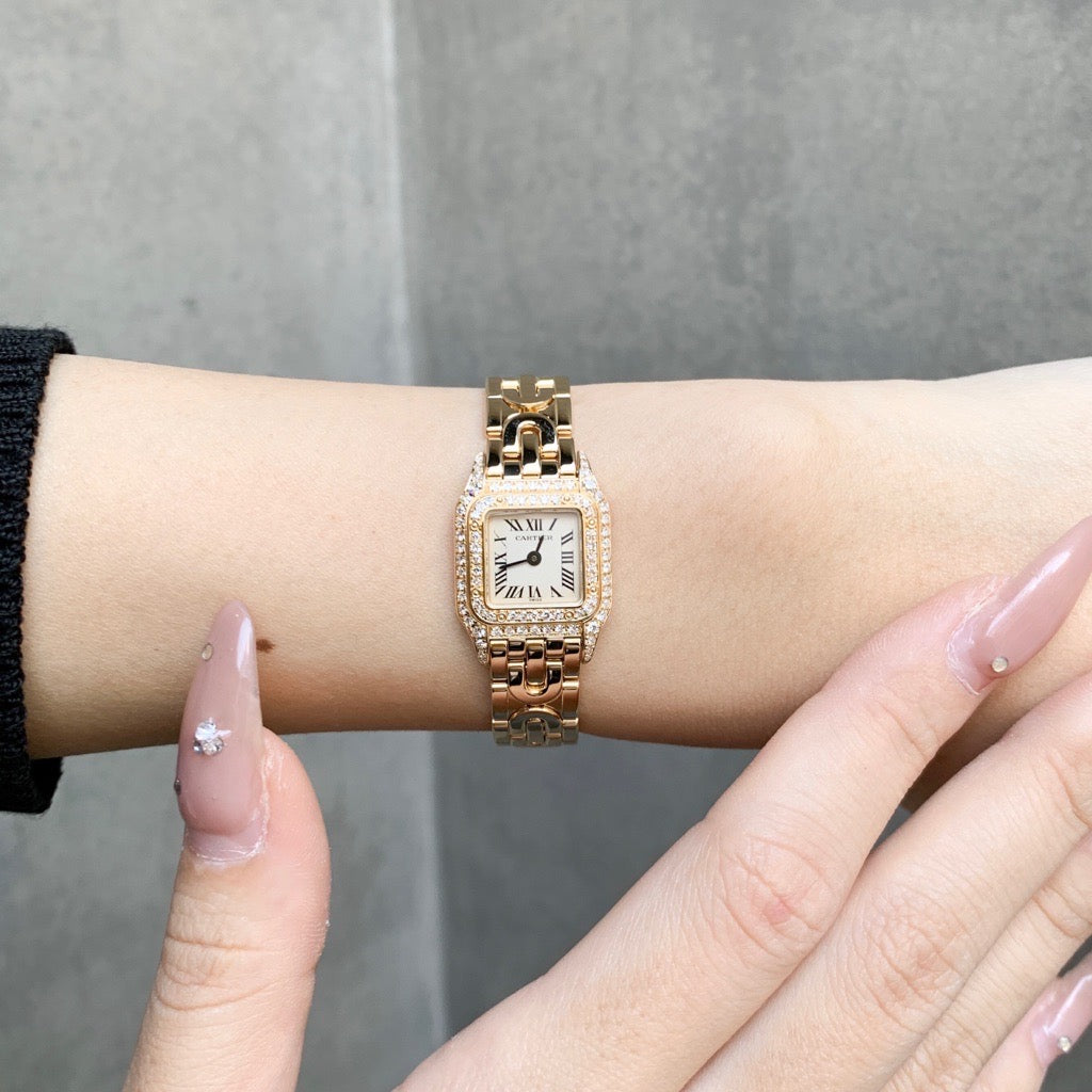 パンテール ミニ K18YG アールデコ 純正2重ダイヤ