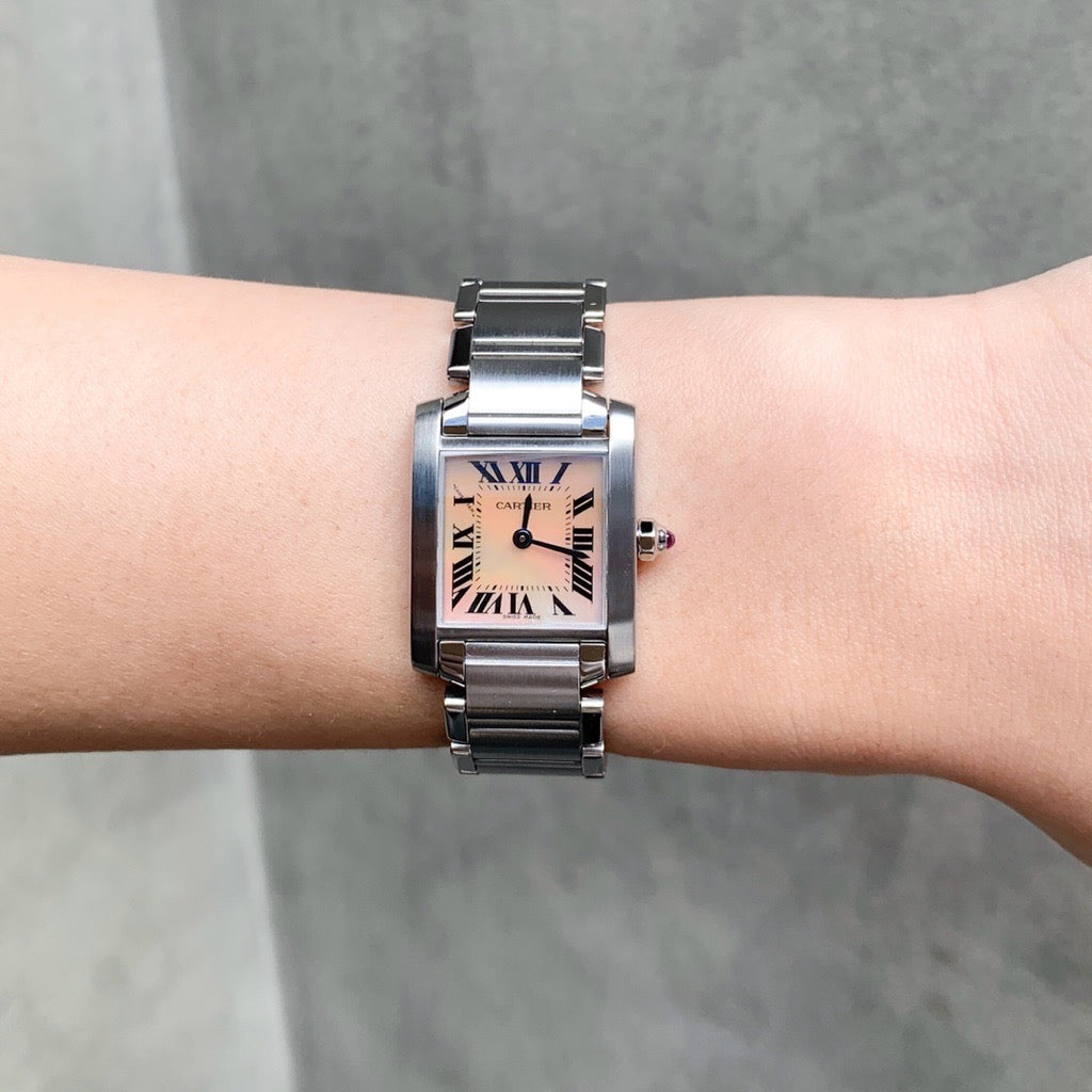 Tank Française SM Stainless Steel Pink Shell Dial