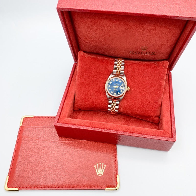 デイトジャスト 10P 新ダイヤ ブルー文字盤 コンビ　79173G