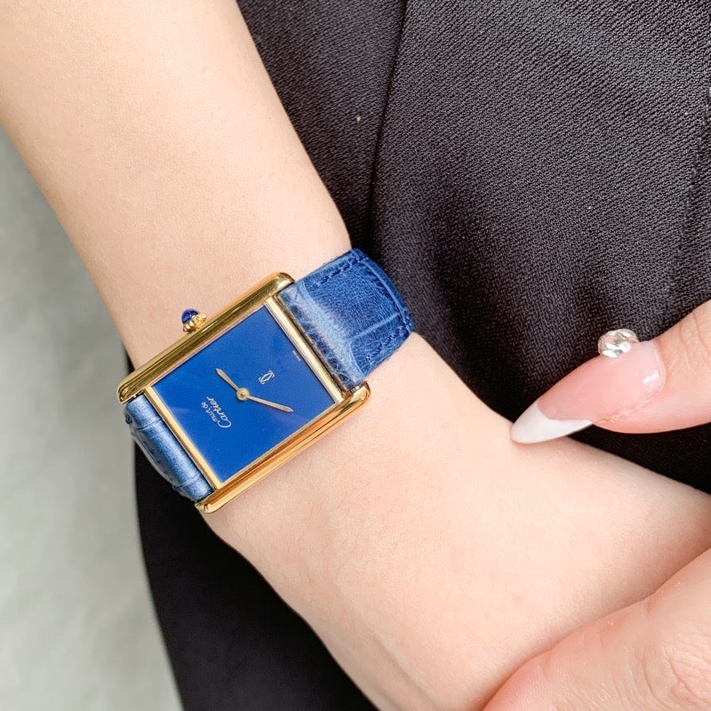 マストタンク LM 手巻き ブルー文字盤 ゴールド