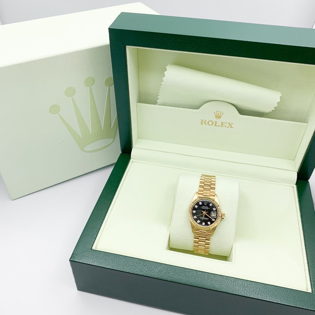 デイトジャスト 10P ダイヤ 黒文字盤 K18YG