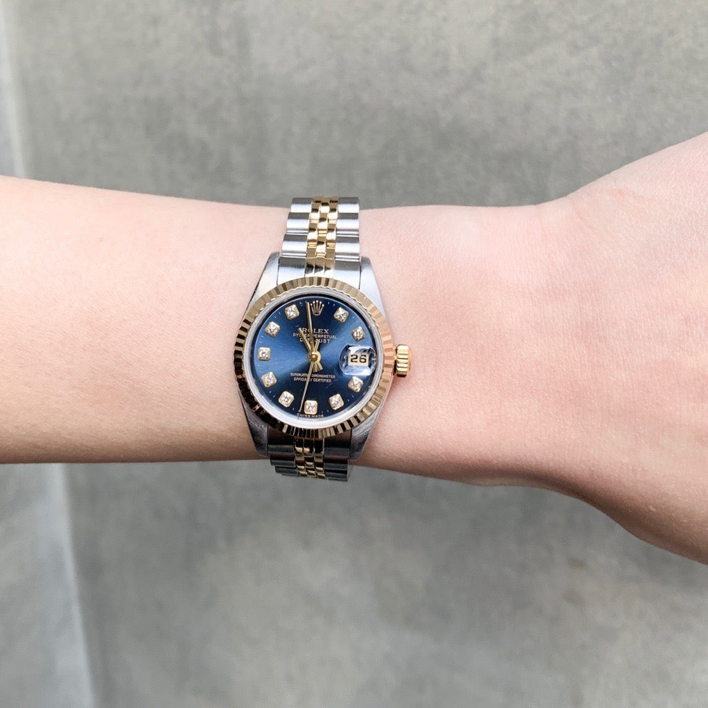 デイトジャスト 10P 新ダイヤ ブルー文字盤 コンビ　79173G