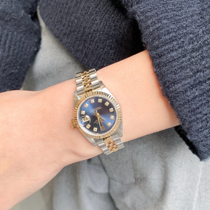 デイトジャスト 10P 新ダイヤ ブルー文字盤 コンビ　79173G