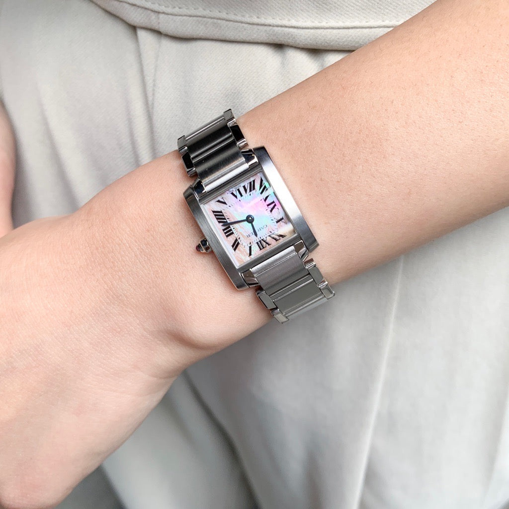 Tank Française SM Stainless Steel Pink Shell Dial
