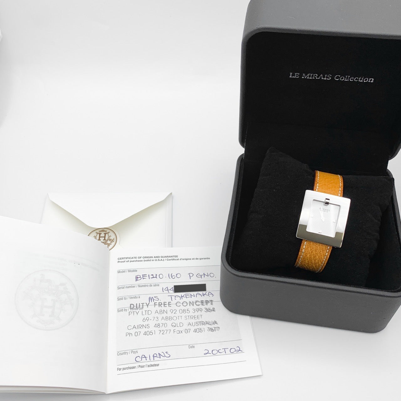 方形 白色 表盘 SS 皮革