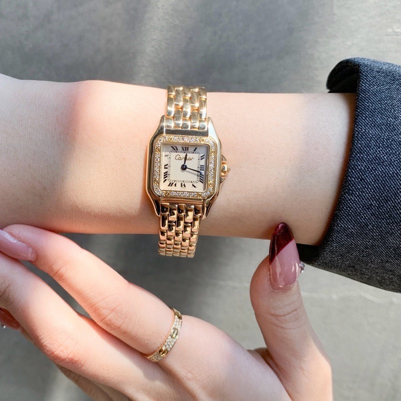 パンテール SM K18YG ロゴ立体文字盤 純正1重ダイヤ