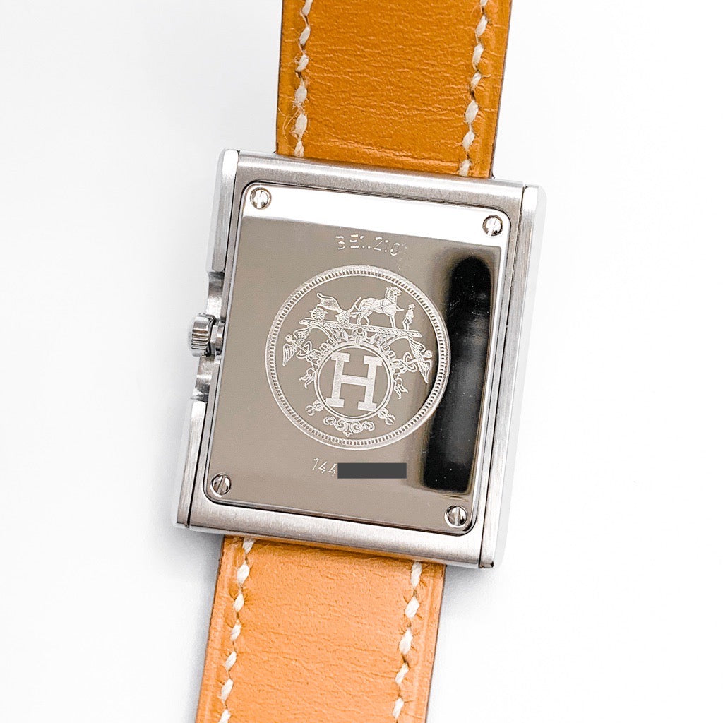 スクエア 白文字盤 SS レザー