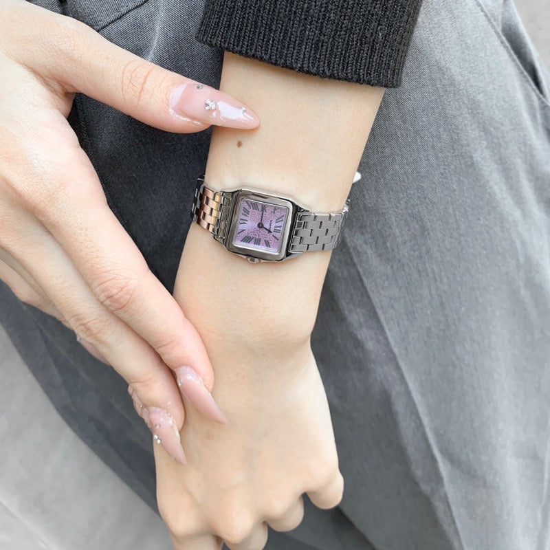 サントスドゥモワゼル SM SS パープルロゴ文字盤 限定モデル