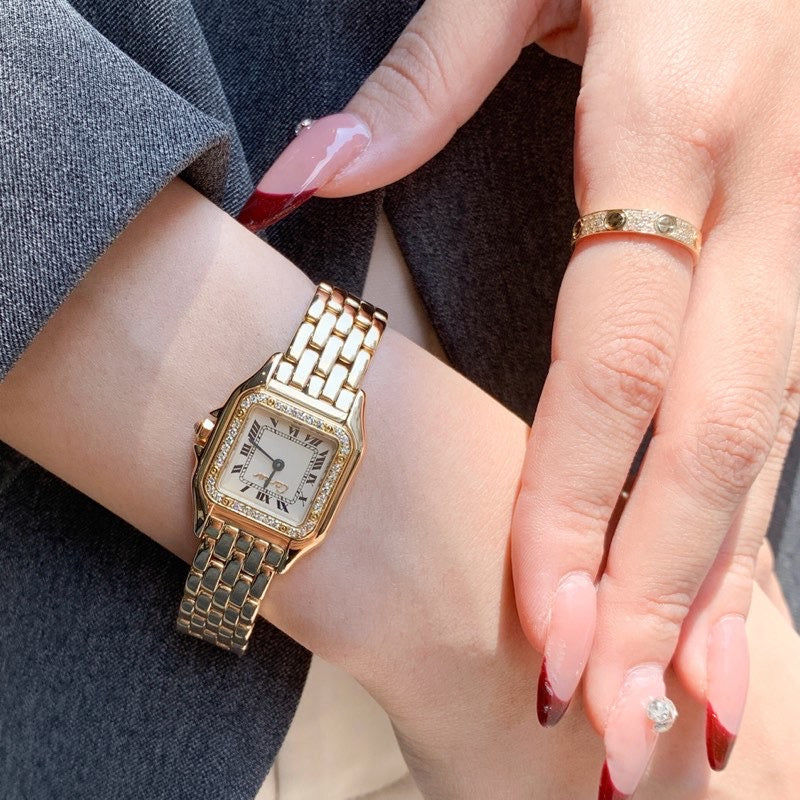 パンテール SM K18YG ロゴ立体文字盤 純正1重ダイヤ