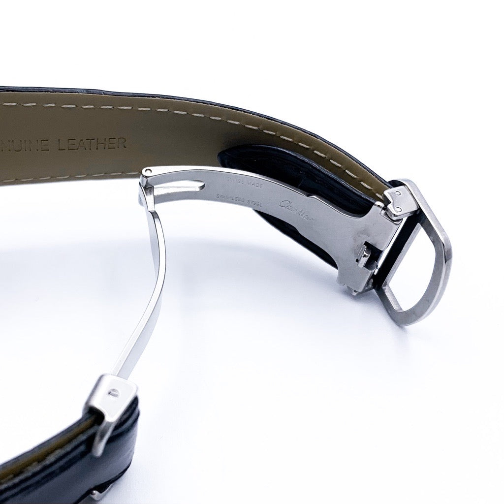 Calibre de Cartier White Dial Diamond Leather