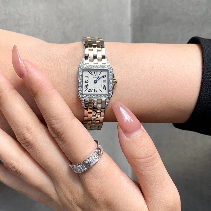 Santos de Cartier SM Two-tone Diamond 