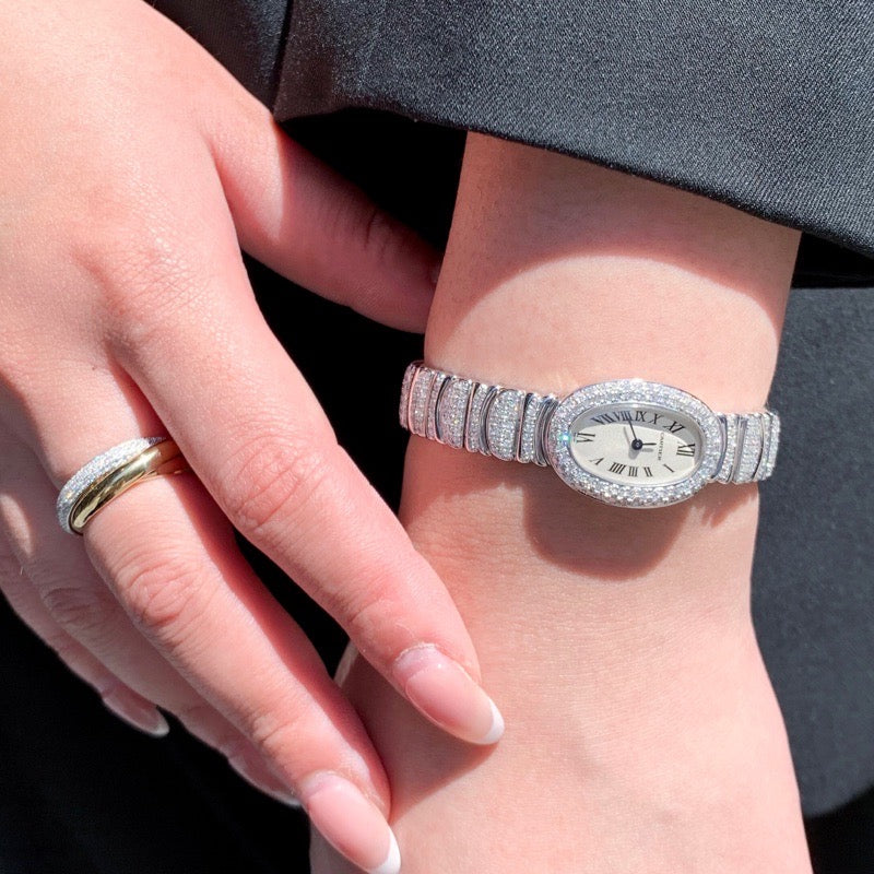 Mini Baignoire K18 WG bezel &amp; bracelet full diamond