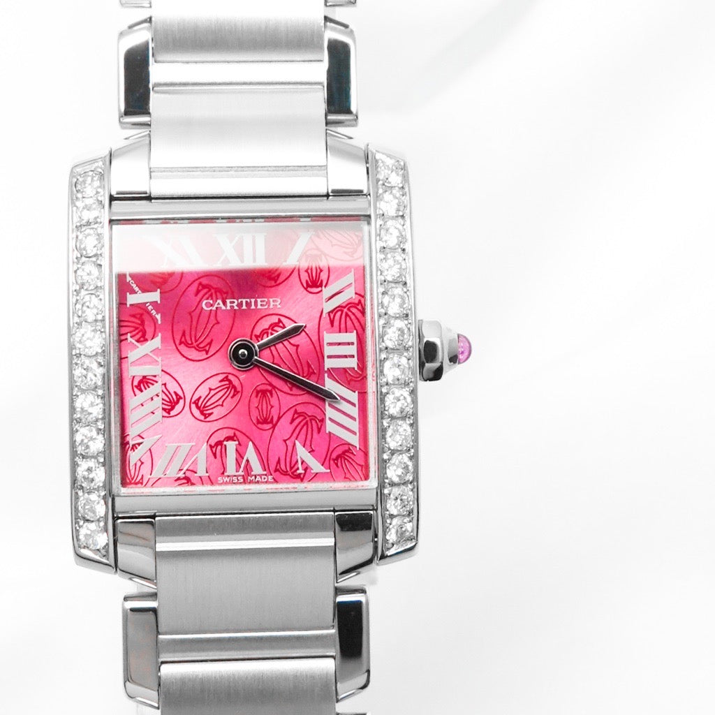Tank Francaise SM Raspberry Dial Stainless Steel Diamond -Limited Edition- 