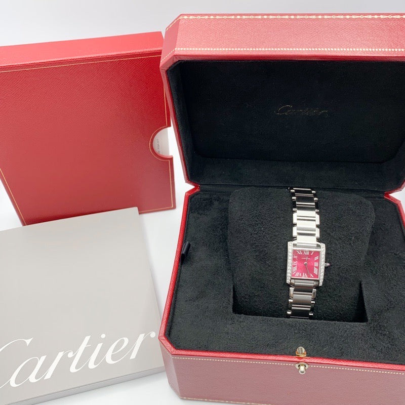 Tank Francaise SM Raspberry Dial Stainless Steel Diamond -Limited Edition- 