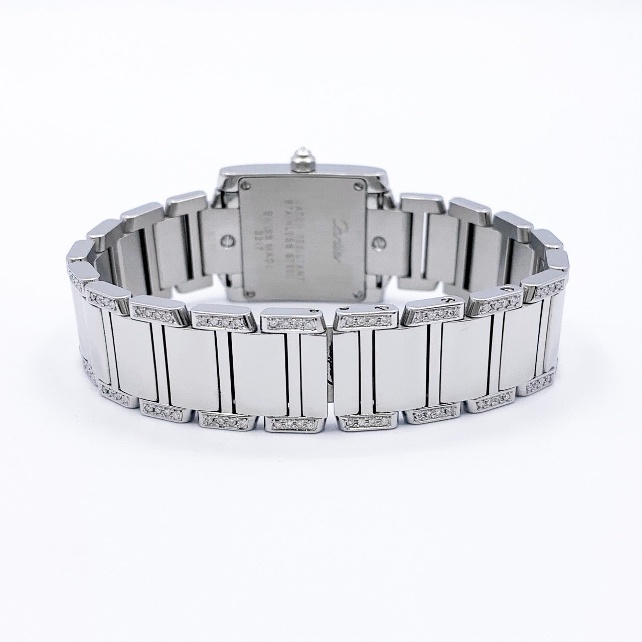 Tank Francaise SM Pink Shell Dial Stainless Steel Bezel &amp; Bracelet Side Diamond 