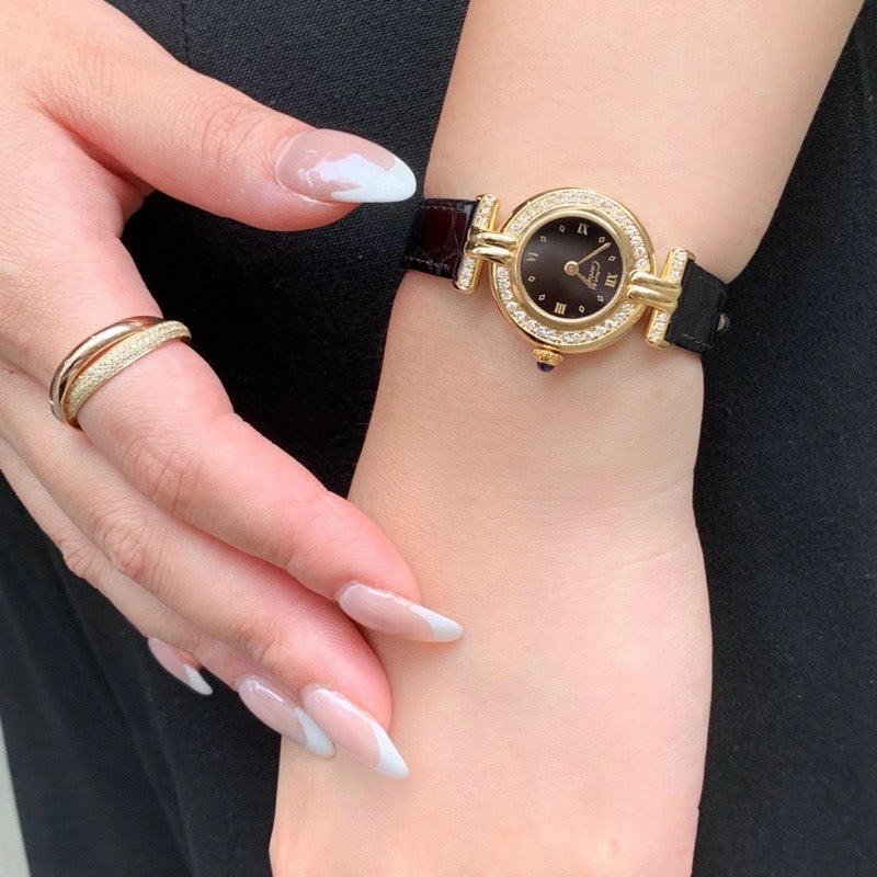 Must Corise Diamond Black Roman Dial Gold Diamond 