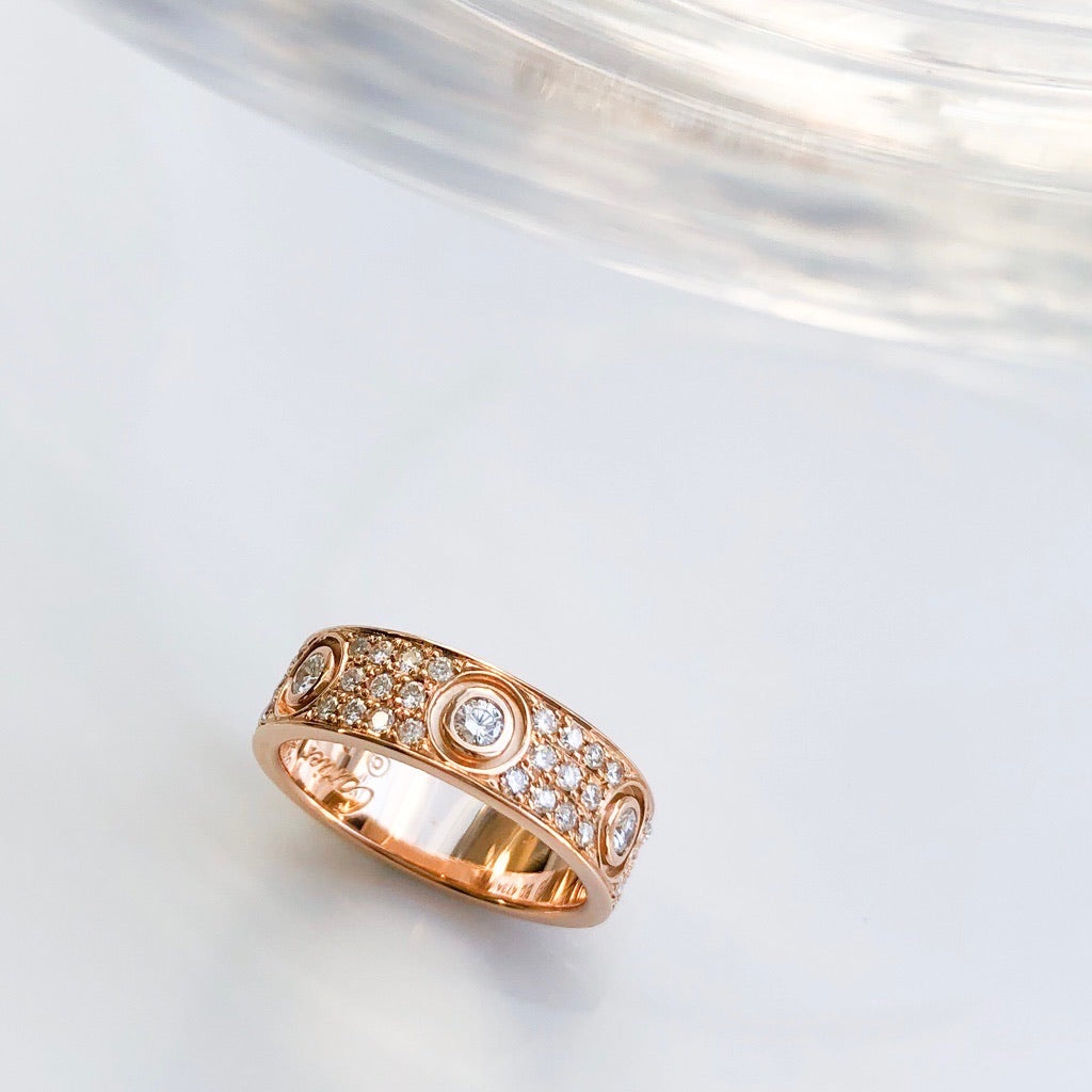 Love Ring Size 11 PG Full Pavé &amp; 6P Bis Diamond 