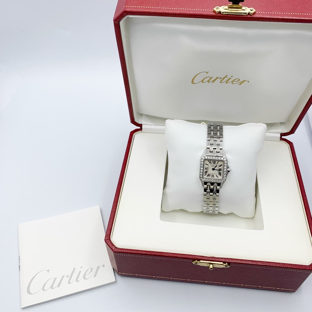 Santos de Cartier SM SS Bezel &amp; Bracelet 2 Row Diamonds 