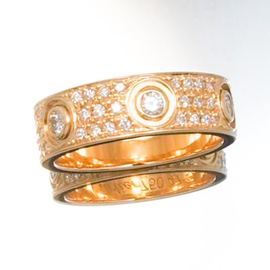 Love Ring Size 7 YG Full Pavé &amp; 6P Bis Diamond
