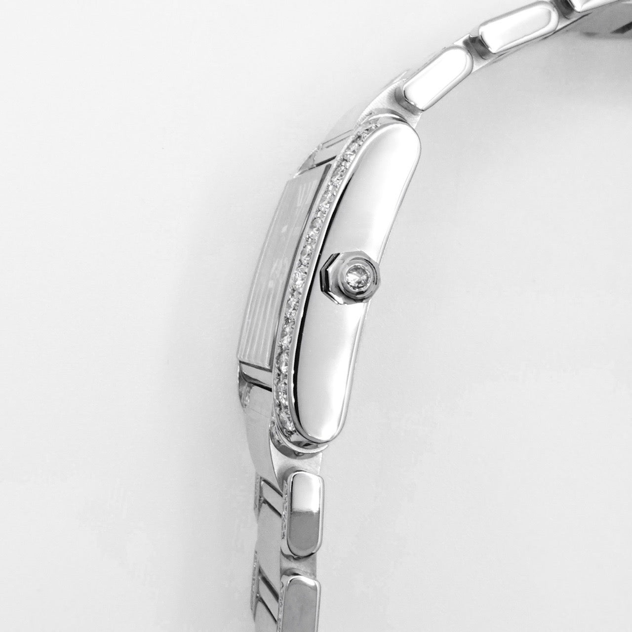 Tank Francaise SM Black Dial Stainless Steel Bezel &amp; Bracelet Side Diamond 