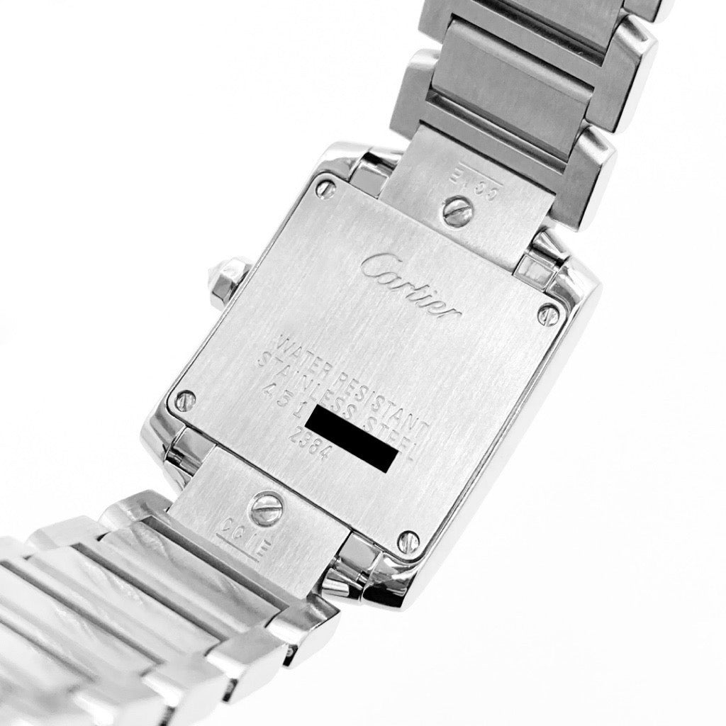 Tank Francaise SM Black Dial Stainless Steel Bezel &amp; Bracelet Side Diamond 