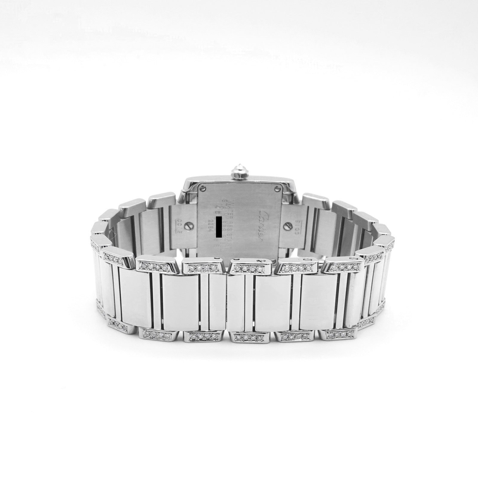 Tank Francaise SM Black Dial Stainless Steel Bezel &amp; Bracelet Side Diamond 