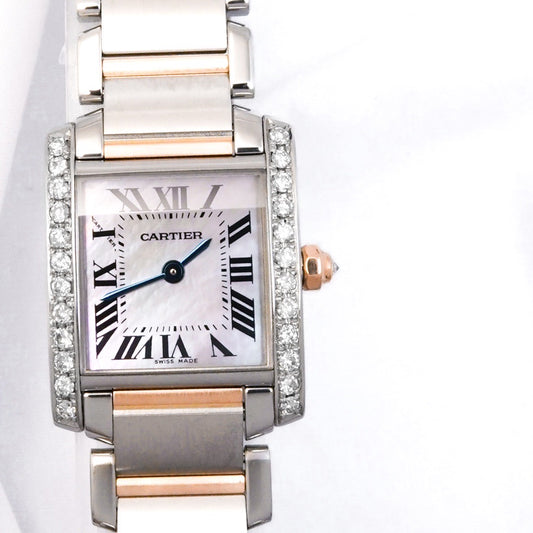 Tank Francaise SM Pink shell dial combination K18PG x SS diamond