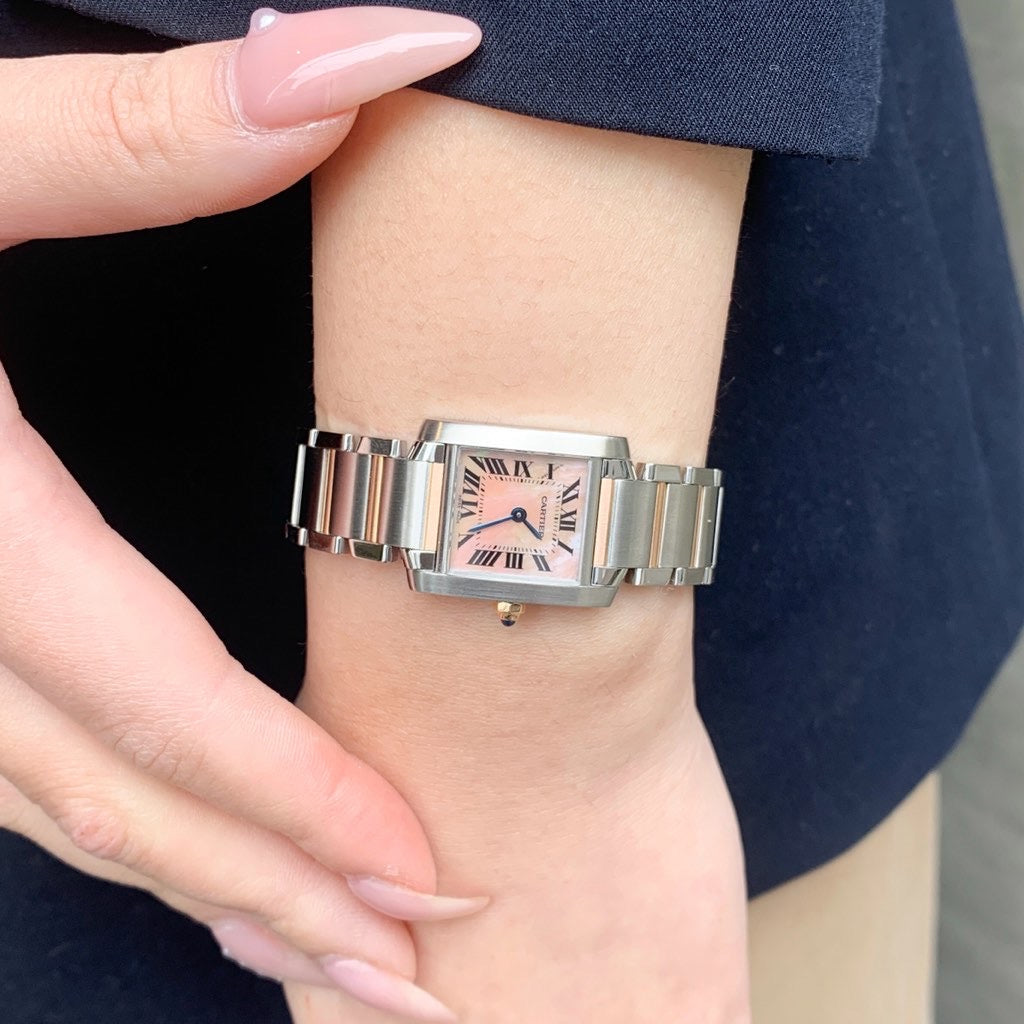Tank Francaise SM Pink Shell Dial Combination K18PG x SS 